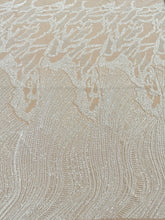 Dantela Couture Ivory cu Model Geometric, cu Margele si Paiete