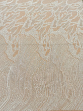 Dantela Couture Ivory cu Model Geometric, cu Margele si Paiete