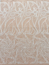 Dantela Couture Ivory cu Model Floral, Perle, Margele si Paiete