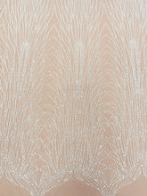 Dantela Ivory cu Model Liniar, cu Margele si Paiete