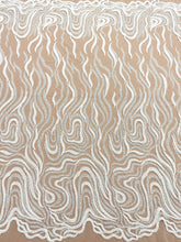 Dantela Ivory cu Model Geometric, cu Margele si Paiete