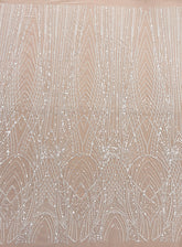 Dantela Ivory cu Panou, cu Margele si Paiete