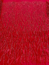 Dantela Couture Rosie cu Pene de Strut, cu Siraguri, cu Margele si Paiete