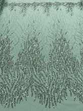 Dantela Couture Verde Prafuit cu Siraguri, cu Margele si Paiete