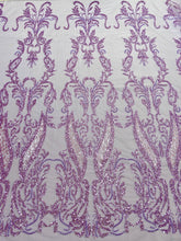 Dantela Couture Lavanda cu Model Geometric, cu Margele si Paiete