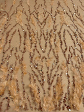 Dantela Auriu Rose Haute Couture, cu Siraguri, cu Pene, Margele si Paiete