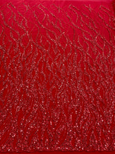 Dantela Couture Rosie cu Siraguri, cu Margele si Paiete