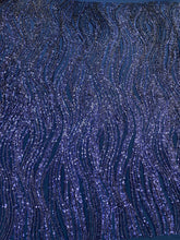 Dantela Couture Bleumarin cu Model Liniar, cu Margele si Paiete