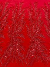 Dantela Couture Rosie cu Model Floral, cu Margele si Paiete