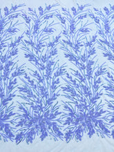 Dantela Couture Sky Blue cu Model Floral, Perle, Margele si Paiete