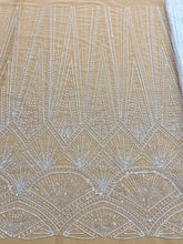 Dantela Couture Diamond cu Model Geometric, cu Perle, Margele si Paiete