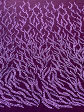 Dantela Couture Mov Inchis cu Siraguri, Margele si Paiete