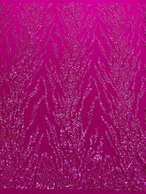 Dantela Couture Fucsia cu Perle, Margele si Paiete