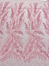 Dantela Couture rózsaszín virágmintás gyöngyökkel, gyöngyökkel és flitterekkel