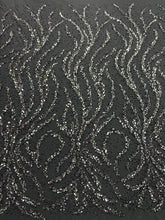 Dantela Couture Gri Antracit cu Perle, Margele si Paiete