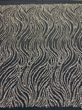 Dantela Couture Argintie cu Tulle Antracit cu Model Liniar, cu Margele si Paiete