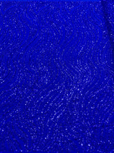 Dantela Couture Királyi Kék Lineáris Mintával, Gyöngyökkel és Flitterekkel