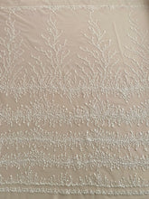 Dantela Couture Ivory cu Model Geometric, cu Perle, Margele si Paiete