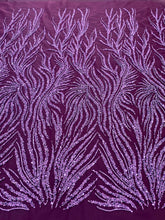 Sötétlila Couture Csipke Gyöngyökkel és Flitterekkel