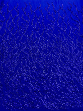 Dantela Couture Albastru Royal cu Siraguri, cu Margele si Paiete