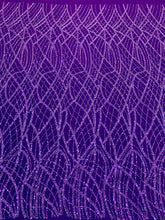 Dantela Couture Mov Inchis cu Model Liniar, cu Margele si Paiete