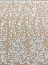 Dantela Couture Ivory cu Model Floral, Perle, Margele si Paiete