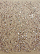 Dantela Couture Auriu Rose cu Perle, Margele si Paiete