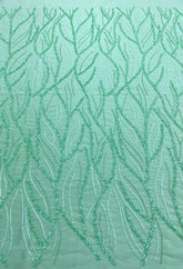 Dantela Couture Verde Menta cu Siraguri, cu Margele si Paiete