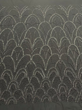 Dantela Couture Gri Antracit cu Model Geometric, cu Perle, Margele si Paiete