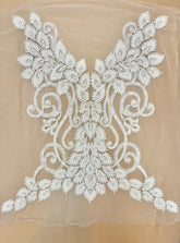 Melltartó Panel Szett Levélmintával, Kristályokkal, Gyöngyökkel és Flitterekkel