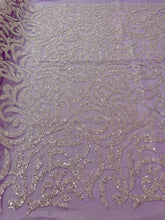 Ezüst Couture Csipke Levendula Tüllal, Gyöngyökkel és Flitterekkel