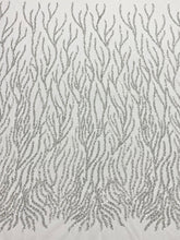 Dantela Couture Argintie pe Tulle Ivory cu Siraguri, cu Margele si Paiete