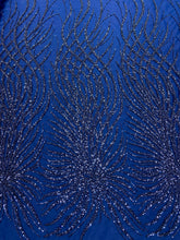 Dantela Couture Bleumarin cu Siraguri, cu Margele si Paiete