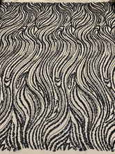 Dantela Couture Neagra cu Model Liniar, cu Margele si Paiete