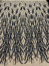 Dantela Couture Neagra cu Siraguri, cu Perle, Margele si Paiete