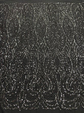 Dantela Couture Gri Antracit cu Model Geometric, cu Perle, Margele si Paiete