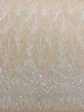 Dantela Couture Ivory cu Model Geometric, cu Margele si Paiete