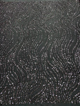 Dantela Couture Gri Antracit cu Model Liniar, cu Margele si Paiete