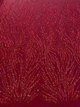 Dantela Couture Bordeaux cu Siraguri, cu Margele si Paiete