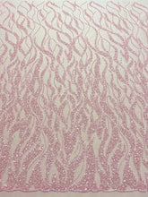 Dantela Couture Rózsaszín Lazac gyöngyökkel, gyöngysorokkal és flitterekkel