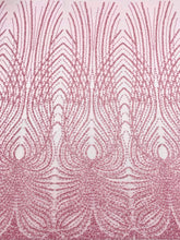 Dantela Couture Roz cu Panou, cu Perle, Margele si Paiete