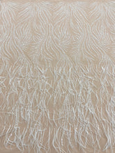 Dantela Couture Ivory cu Pene de Strut, cu Siraguri, cu Margele si Paiete