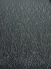 Dantela Couture Gri Antracit cu Siraguri, cu Margele si Paiete