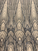 Dantela Couture Neagra cu Panou, cu Margele si Paiete