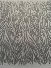 Dantela Couture Gri cu Siraguri, Margele si Paiete