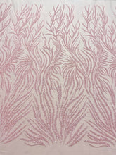 Dantela Couture Roz Somon cu Siraguri, cu Margele si Paiete