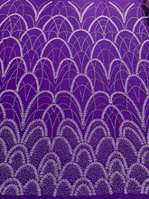 Dantela Couture Mov Inchis cu Model Geometric, cu Perle, Margele si Paiete