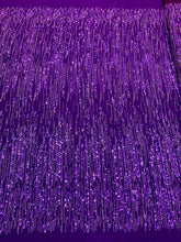 Dantela Couture Mov Inchis cu Model Liniar, cu Margele si Paiete