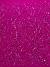 Dantela Couture Fucsia cu Perle, Margele si Paiete