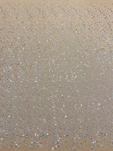 Dantela Couture Argintie pe Tulle Nude in Degrade, cu Perle, Margele si Paiete